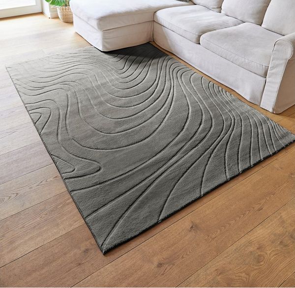Andiamo Teppich Dale, rechteckig, Höhe: 10 mm, Uni Farben, Hoch-Tief-Struktur, Carving-Effekt, Wohnzimmer