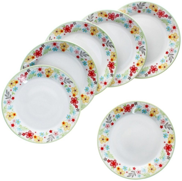 MamboCat Frühstücksteller 6er Set Variant Blümchen Kuchenteller bunte Frühstücks-Teller Bild 5