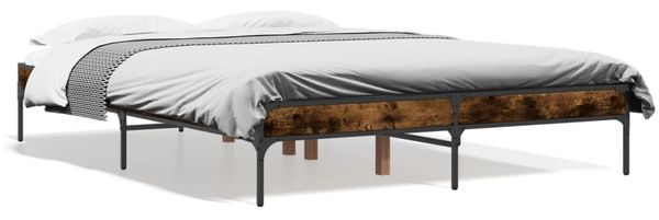 vidaXL Bettgestell Räuchereiche 135x190 cm Holzwerkstoff und Metall 845043