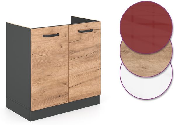 Spülenunterschrank R-Line Goldkraft Eiche 80 cm AP Marmor Vicco Bild 5