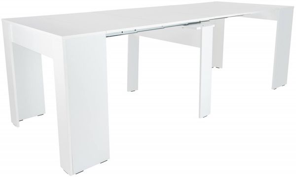 Dmora Ausziehbarer Tisch Ananda, Tisch mit Verlängerungen, Mehrzweckkonsole, Ausziehbarer Esstisch für bis zu 10 Sitzplätze, 51/237x90h78 cm, Mattes Weiß Bild 8