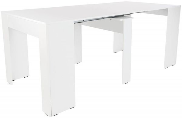 Dmora Ausziehbarer Tisch Ananda, Tisch mit Verlängerungen, Mehrzweckkonsole, Ausziehbarer Esstisch für bis zu 10 Sitzplätze, 51/237x90h78 cm, Mattes Weiß Bild 9