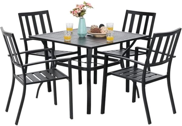 PHIVILLA 4er Gartenmöbel Set Metall Outdoor Bistro Wetterfest