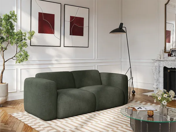 Vente-unique - POGNI Sofa Stoff Grün - B 97 cm x H 73 cm x L 205 cm