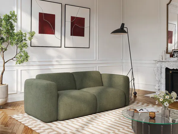 Vente-unique - Sofa 3-Sitzer aus meliertem Stoff – Grün – POGNI von Maison Céphy