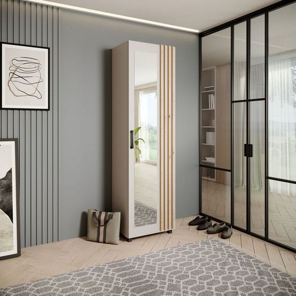 Beautysofa Garderobenschrank mit Tür und Spiegel LIVIA