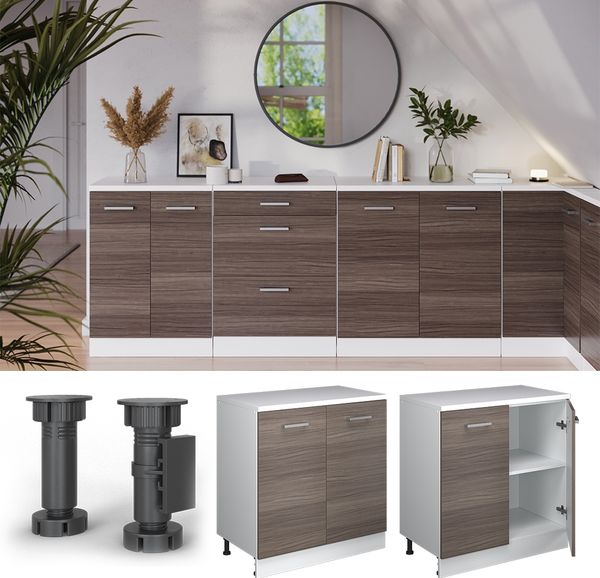 Erweiterungsschrank Rion Edelgrau/Weiß 80x46 cm ohne Schräge mit 2 Türen Vicco Bild 5