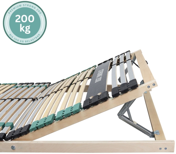 Lattenrost 160x200 PREMIUM STRONG 200 aus Buchenholz (2x Lattenrost 80x200), Kopfteil verstellbar, mit 42 Latten, Made in Germany, bis 200Kg Bild 2