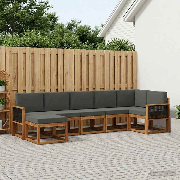 vidaXL Outdoor-Sofagarnitur 7 pcs Natur und Anthrazit Polyester 3385393