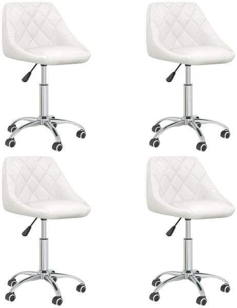 vidaXL Esszimmerstühle 4 Stk. Drehbar Weiß Kunstleder, Drehbar [3088665]