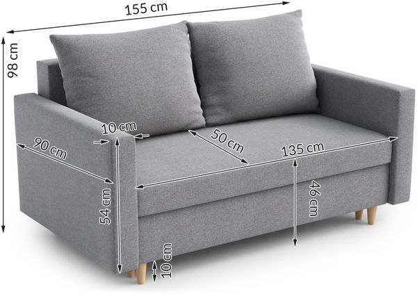 AX LIVING Sofa Modern Shurton 155 cm Grau – Komfortable 2-Sitzer Bild 3