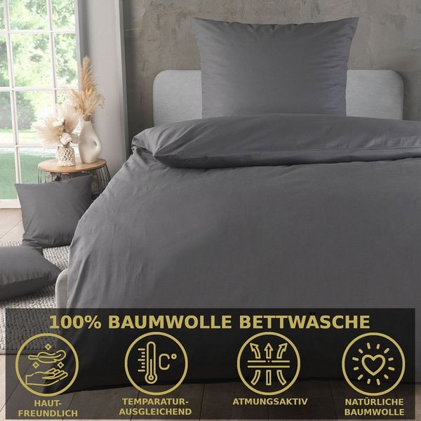 Malika Bettwäsche 135x200 + 80x80 cm atmungsaktiver Baummwoll Renforce Bettbezug, Renforce Baumwolle, 2 teilig, Für Allergiker geeignet, pflegeleicht, angenehm weicher Stoff