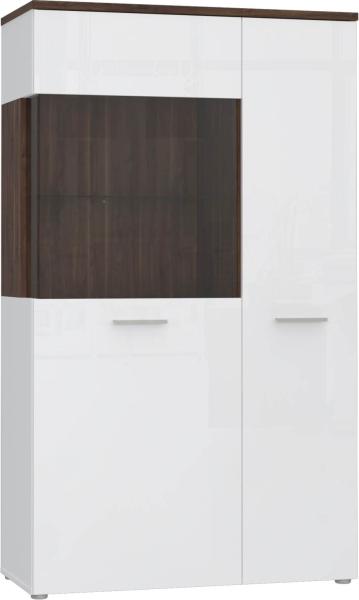 Highboard Vitrine RAIDON Optik: Weiß Walnuss Front Highgloss von Forte