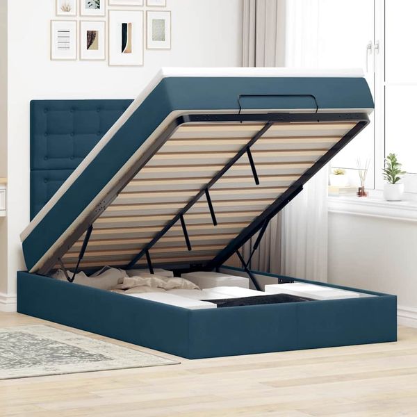 vidaXL Ottoman-Bett mit Matratzen Dunkelblau 120x190 cm Samt 3313605