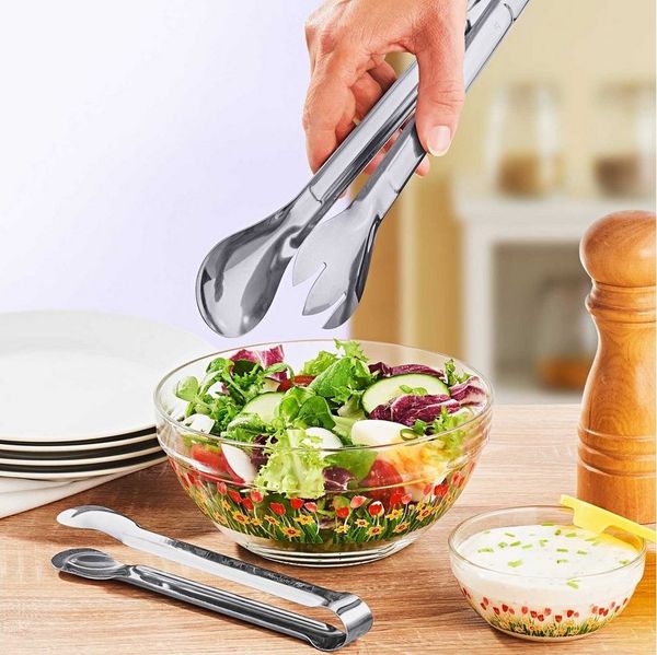 HAC24 Servierzange 2er Set Servierbesteck Küchenhelfer Zange Salatbesteck Küchenzange, Edelstahl, 29 cm & 18 cm