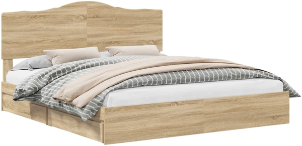 vidaXL Aufbewahrungsbett Sonoma-Eiche 180 x 200 cm Holzwerkstoff 3413480