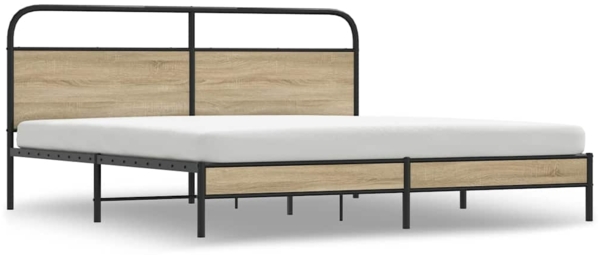 vidaXL Metallbett ohne Matratze Räuchereiche 200x200 cm 3318672