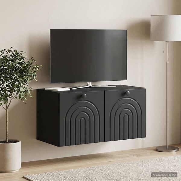 vidaXL Wandmontierter TV-Schrank Schwarz 59,5 x 31 x 30 cm 898196