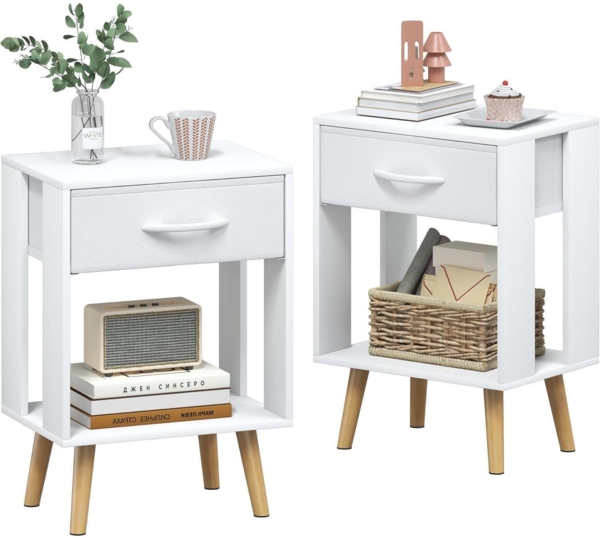 Nachttisch 2er Set Weiß 40X30X60.3cm Schublade Nachtschrank Kinderzimmer