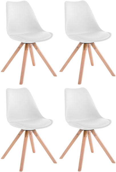 CLP 4er Set Stühle Toulouse Square mit eckigen Holzbeinen,weiß natura