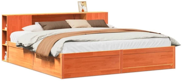vidaXL Massivholzbett ohne Matratze Wachsbraun 180x200 Kiefernholz 3323409