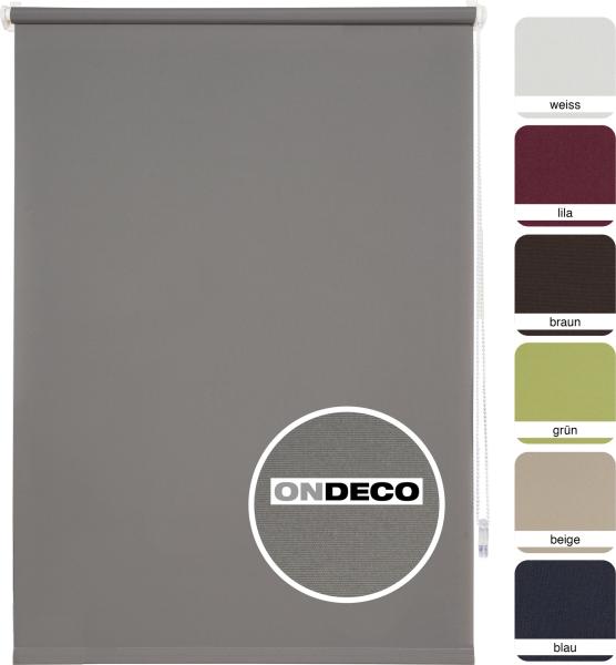 ondeco Tageslichtrollo ohne Bohren, Klemmfix Sichtschutzrollo Seitenzugrollo Klemmrollo, lichtdurchlässig und Blickdicht - Grau - 90x210 cm