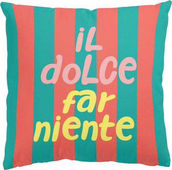 Bilderdepot24 Dekokissen draußen Kissenhülle/ Garten/ Outdoorkissen türkis Sprüche Pop Art, Bezug mit / ohne Füllung Zierkissen Outdoor Sofa Bett
