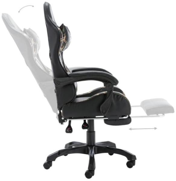 vidaXL Gaming-Stuhl mit Fußstütze Schwarz und Tarnmuster Kunstleder 320096 Bild 5