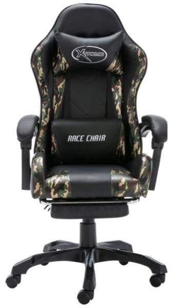 vidaXL Gaming-Stuhl mit Fußstütze Schwarz und Tarnmuster Kunstleder 320096 Bild 2