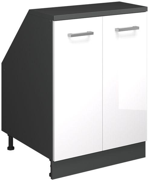 Dachschrägenschrank Rion Weiß Hochglanz 60x81.6 cm mit 2 Türen, Schrankkorpus 60 cm Tiefe Vicco
