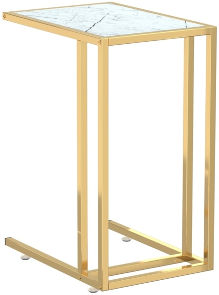 vidaXL Computer-Beistelltisch Weiß Marmor 50x35x65 cm Hartglas 331648