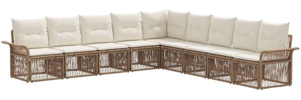 vidaXL Gartensofa-set 9 pcs Beige Poly-Rattan 3434853