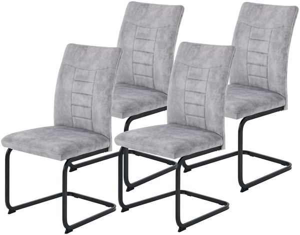 4er Set XL-Schwingstuhl Gela - Vintage Velvet Silber