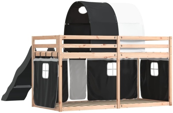 vidaXL Etagenbett mit Rutsche und Gardinen Weiß und Schwarz 80x200 cm 3284143 Bild 9