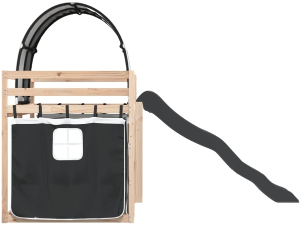 vidaXL Etagenbett mit Rutsche und Gardinen Weiß und Schwarz 80x200 cm 3284143 Bild 8