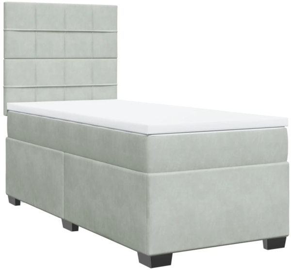 vidaXL Boxspringbett mit Matratze Hellgrau 80x200 cm Samt 3290762