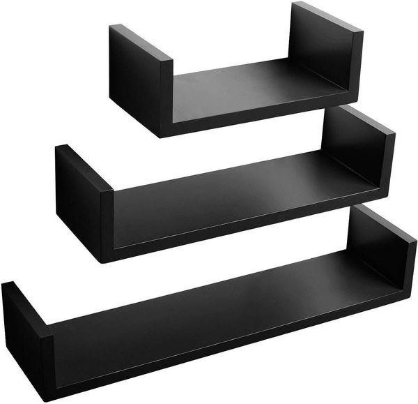 Wandregal 3er Set Bücherregal Hängeregal RG9239 schwarz