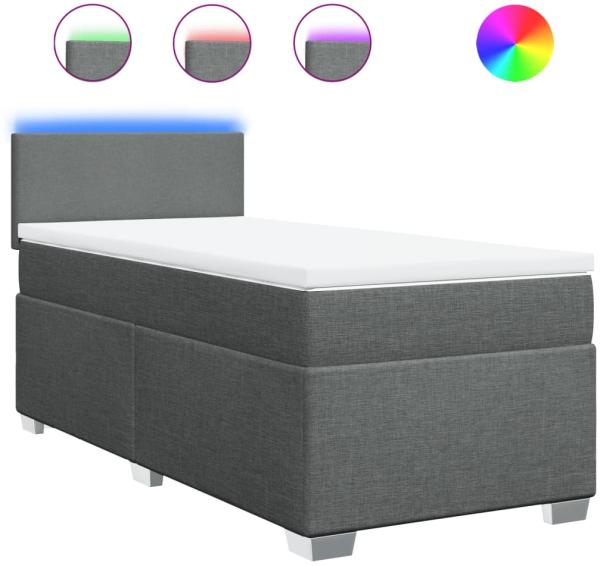 vidaXL Boxspringbett mit Matratze Dunkelgrau 90x200 cm Stoff 3288065