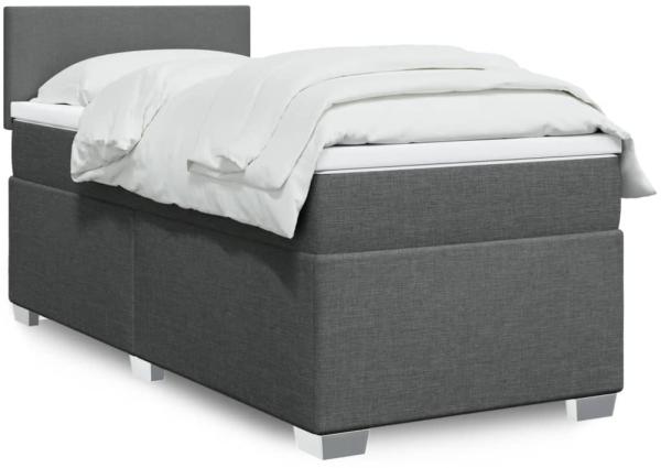 vidaXL Boxspringbett mit Matratze Dunkelgrau 90x200 cm Stoff 3288065