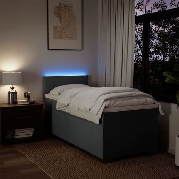 vidaXL Boxspringbett mit Matratze Dunkelgrau 90x200 cm Stoff 3288065 Bild 4