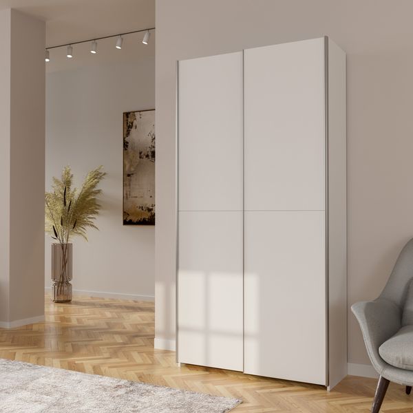 Forte HOME NOOK Merhzweckschrank 100 40, moderner Schwebetürenschrank mit 2 Türen, schmal, Flur, Holzwerkstoff, Weiß, 100,1 cm breit x 190,5 cm hoch x 39,1 cm tief