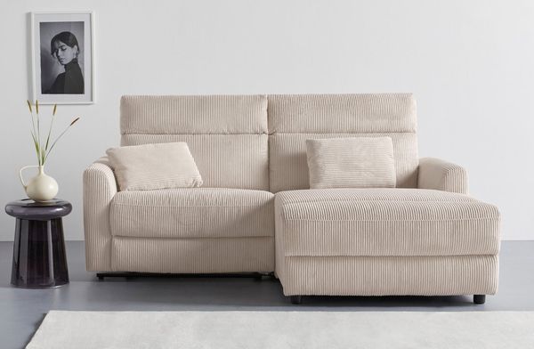 OTTO home Ecksofa JENNA L-Form, 209cm - OTTO. Verlässliche Qualität, manuelle o. elektrische Relaxfunktion, USB A/C, weicher Sitz, Cord.