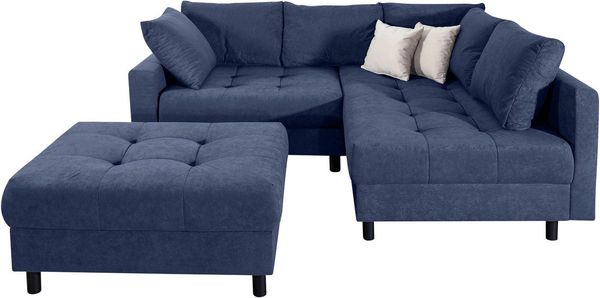 COLLECTION AB Ecksofa Toni L-Form, B: 215 cm, Set: Sofa & Hocker, 2 Zierkissen, Federkern