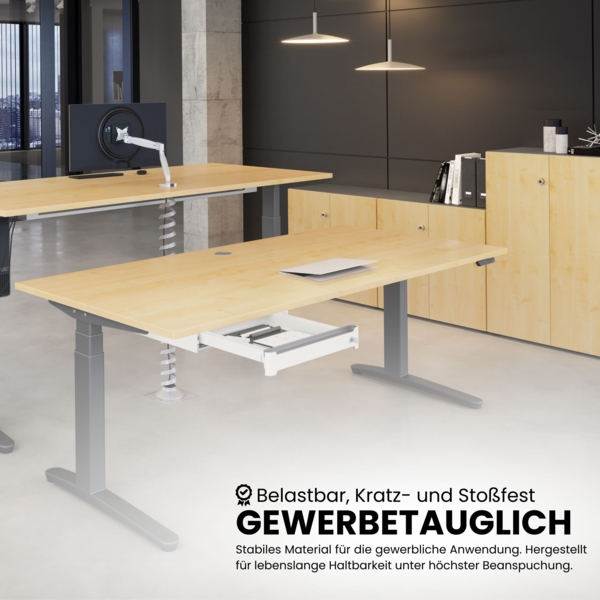 bümö elektrisch höhenverstellbarer Schreibtisch 200x100 cm mit Memory-Steuerung - Design Schreibtisch höhenverstellbar elektrisch, elektrischer Schreibtisch Nussbaum, Gestell graphit/alu, XBHM2E-N-GC Bild 10