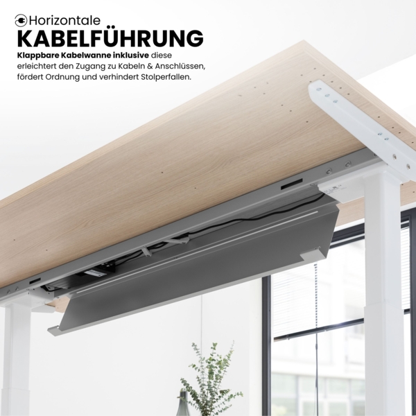 bümö elektrisch höhenverstellbarer Schreibtisch 200x100 cm mit Memory-Steuerung - Design Schreibtisch höhenverstellbar elektrisch, elektrischer Schreibtisch Nussbaum, Gestell graphit/alu, XBHM2E-N-GC Bild 3