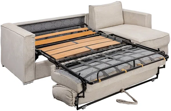 Vente-unique - LORETO Sofa SamtStoff Beige - B 223 cm152 cm x H 90 cm x L 278 cm Bild 5