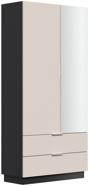 Mehrzweckschrank Castello-L Spiegeltür 2 Softeinzüge 30 Paar Creme-Grafit : Creme / Grafit Bild 4