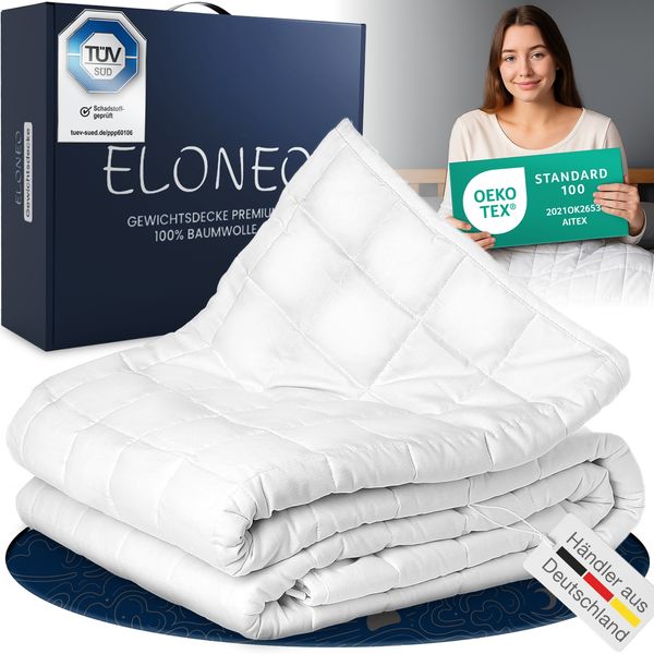 ELONEO Gewichtsdecke, Entspannungsdecke & Anti-Stress Therapiedecke, 155x220cm, 9 kg