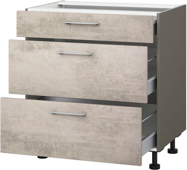KOCHSTATION Auszugsunterschrank KS-Trea U2AS80 mit drei Auszügen, Breite 80 cm, Höhe 75 cm