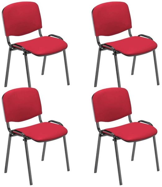 Nowy Styl Besucherstuhl 4 Besucherstühle stapelbar Kunstleder rot/schwarz